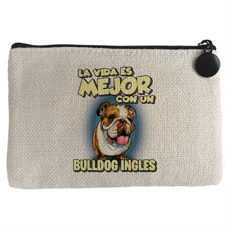 Monedero la vida es mejor con un perro de raza Bulldog inglés