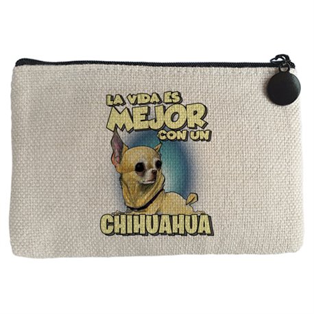 Monedero la vida es mejor con un perro de raza Chihuaha canela
