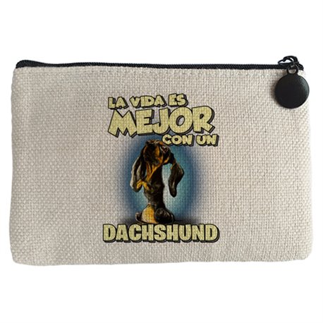 Monedero la vida es mejor con un perro de raza Dachshund negro