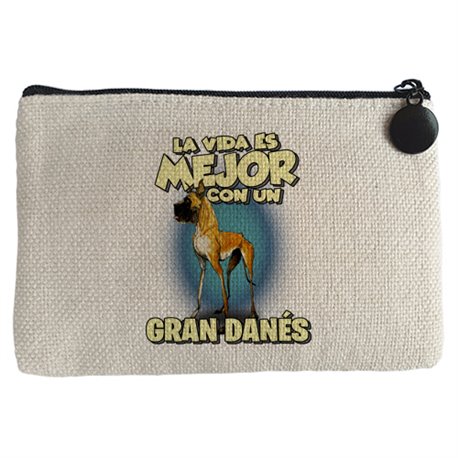 Monedero la vida es mejor con un perro de raza Gran Danés