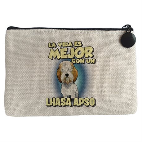 Monedero la vida es mejor con un perro de raza Lhasa Apso