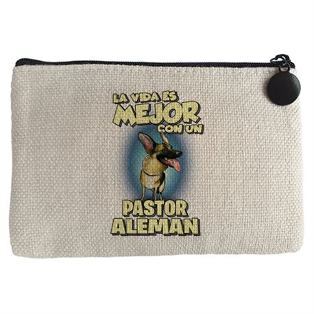 Monedero la vida es mejor con un perro de raza Pastor Alemán