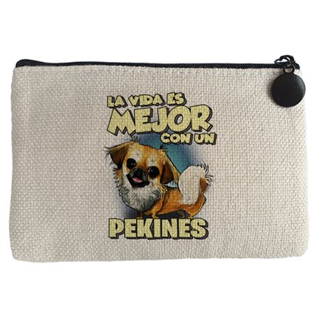Monedero la vida es mejor con un perro de raza Pekinés