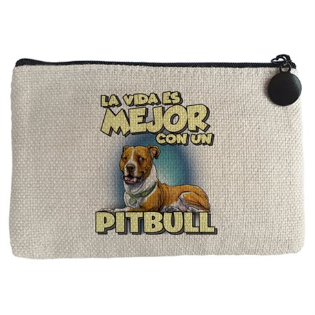 Monedero la vida es mejor con un perro de raza Pitbull