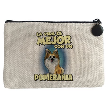 Monedero la vida es mejor con un perro de raza Pomerania