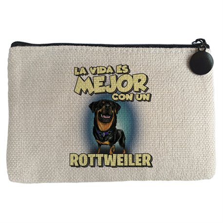 Monedero la vida es mejor con un perro de raza Rottweiler