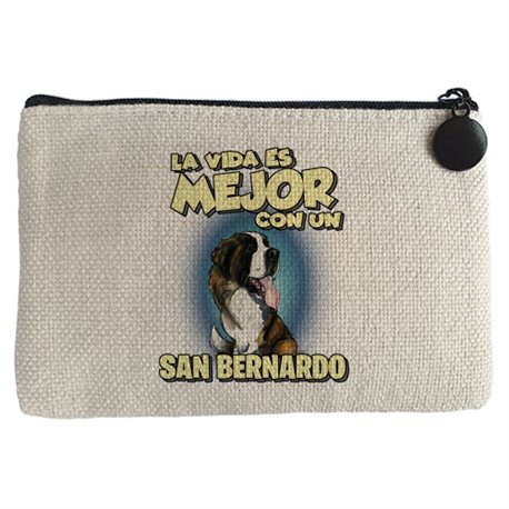 Monedero la vida es mejor con un perro de raza San Bernardo