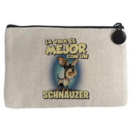 Monedero la vida es mejor con un perro de raza Schnauzer