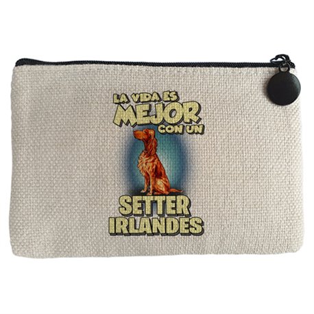 Monedero la vida es mejor con un perro de raza Setter irlandés