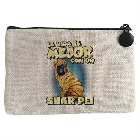 Monedero la vida es mejor con un perro de raza Shar Pei