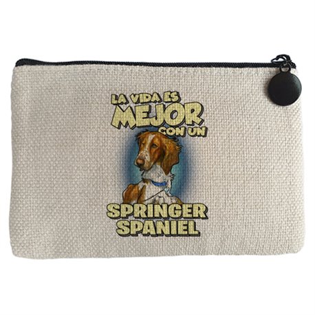 Monedero la vida es mejor con un perro de raza Springer Spaniel