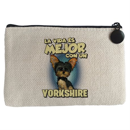 Monedero la vida es mejor con un perro de raza Yorkshire