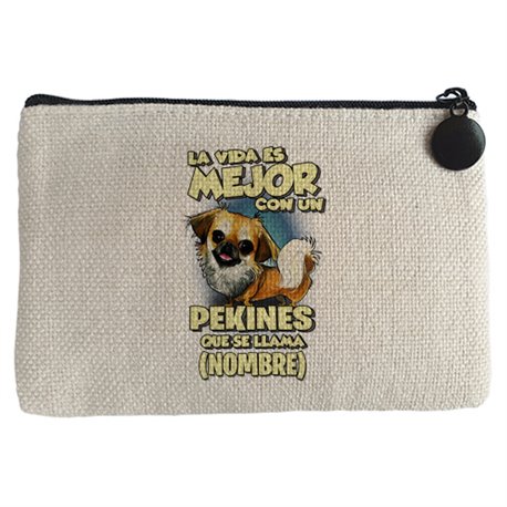 Monedero la vida es mejor con un perro mascota Pekines que se llama personalizable con nombre