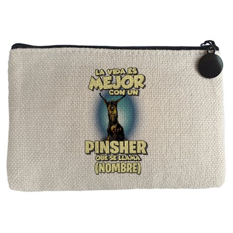 Monedero la vida es mejor con un perro mascota Pinsher que se llama personalizable con nombre