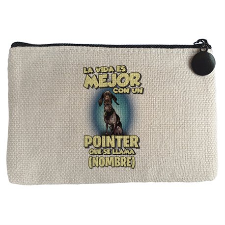 Monedero la vida es mejor con un perro mascota Pointer que se llama personalizable con nombre