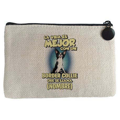 Monedero la vida es mejor con un perro raza Collie Border que se llama personalizable con nombre