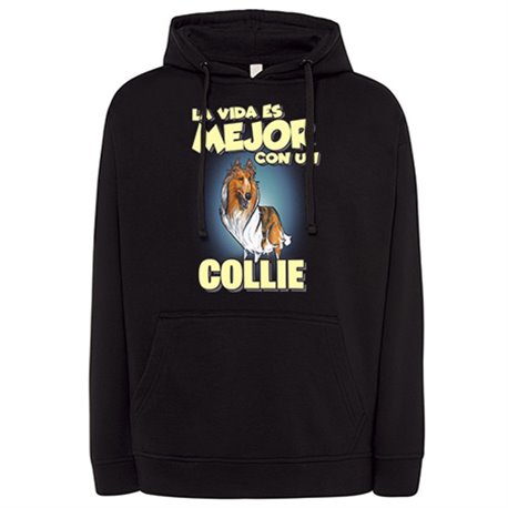 Sudadera la vida es mejor con un perro de raza Collie