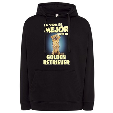 Sudadera la vida es mejor con un perro de raza Golden Retriever