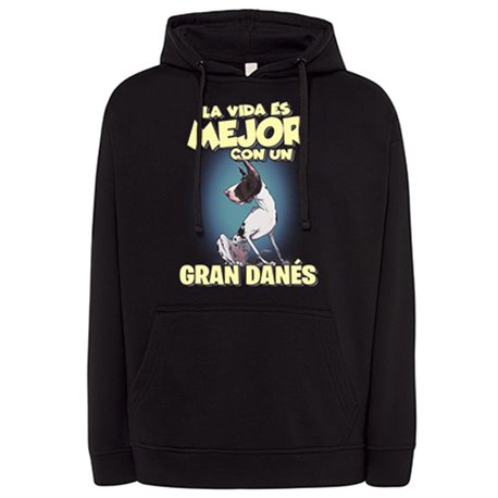 Sudadera la vida es mejor con un perro de raza Gran Danés arlequín