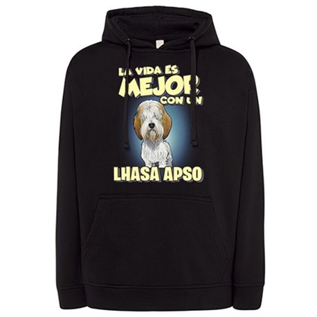 Sudadera la vida es mejor con un perro de raza Lhasa Apso