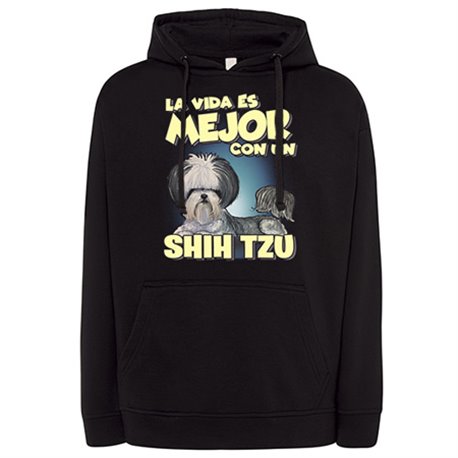 Sudadera la vida es mejor con un perro de raza Shih Tzu
