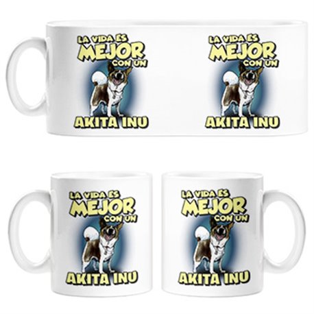 Taza la vida es mejor con un perro de raza Akita Inu
