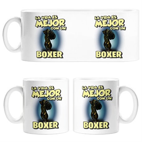 Taza la vida es mejor con un perro de raza Boxer atigrado