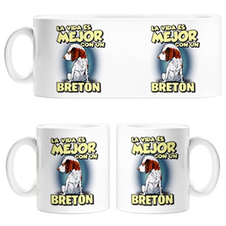 Taza la vida es mejor con un perro de raza Breton