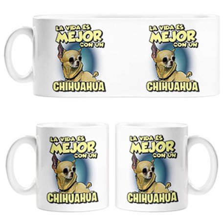 Taza la vida es mejor con un perro de raza Chihuaha canela
