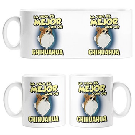 Taza la vida es mejor con un perro de raza Chihuaha de pelo largo