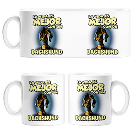 Taza la vida es mejor con un perro de raza Dachshund negro