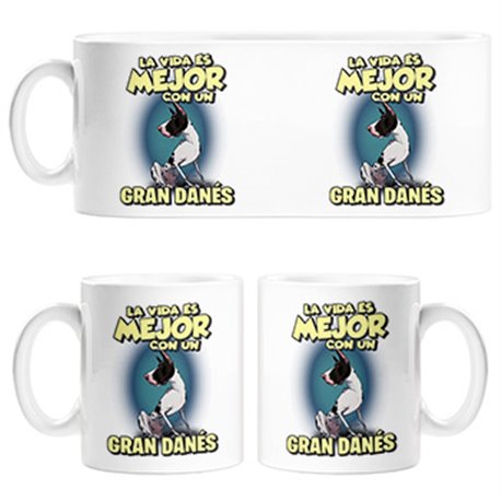 Taza la vida es mejor con un perro de raza Gran Danés arlequín