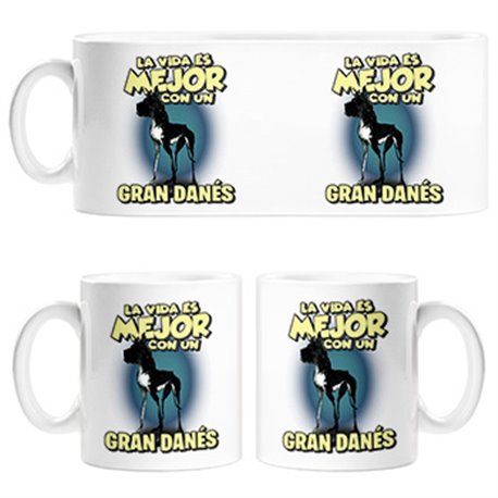 Taza la vida es mejor con un perro de raza Gran Danés negro