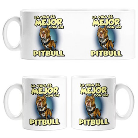 Taza la vida es mejor con un perro de raza Pitbull canela