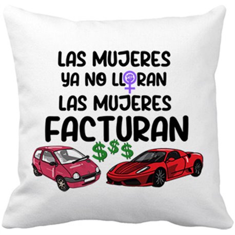 Cojín con relleno las mujeres ya no lloran las mujeres facturan frase revolución feminista