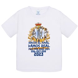 Camiseta bebé hasta el final vamos real campeones del Mundo 2023 para aficionados del fútbol de Madrid