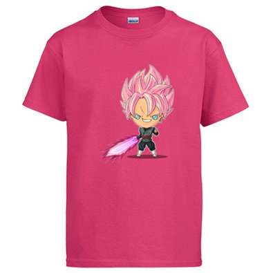 Camiseta Chibi kawaii super guerrero con pelo rosa - Stampats