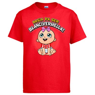 Camiseta nacida para ser Blanc i vermella para aficionada al fútbol de Girona