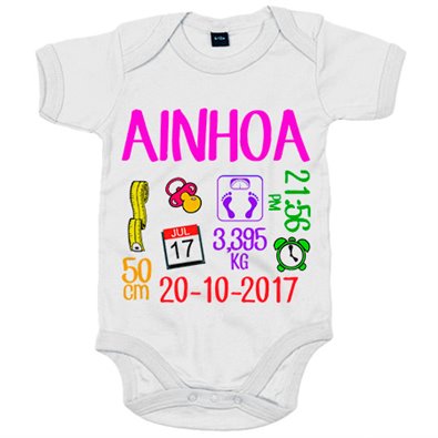 Body bebé natalicio ficha personalizable de nacimiento niña recién nacida