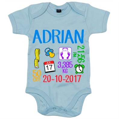 Body bebé ficha personalizable de nacimiento niño recién nacido
