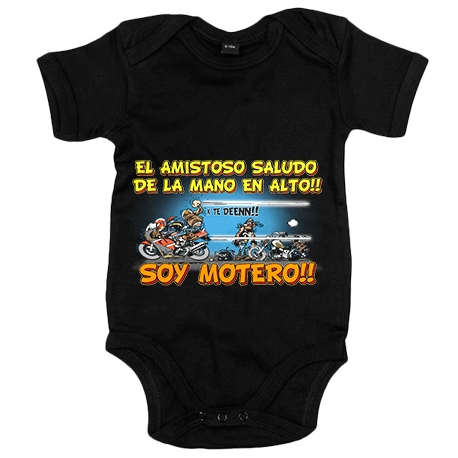 Body bebé el amistoso saludo de la mano en alto soy motero