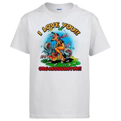 Camiseta I Love You Orgasmotor para moteros