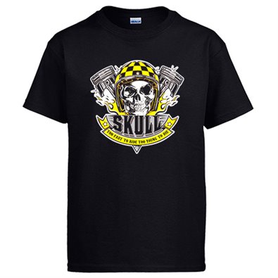 Camiseta motero Skull Too Fast To Ride Too Young To Die