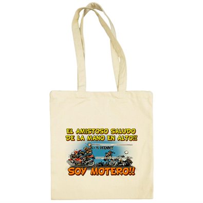 Bolsa de tela el amistoso saludo de la mano en alto soy motero