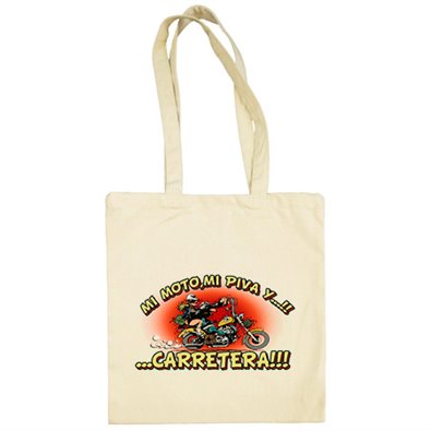 Bolsa de tela mi moto mi piva y la carretera motero