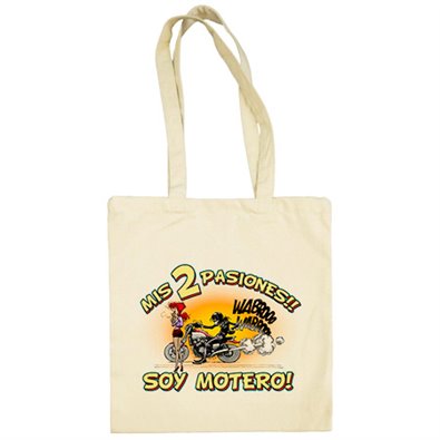 Bolsa de tela mis dos pasiones mi moto y mi chica soy motero
