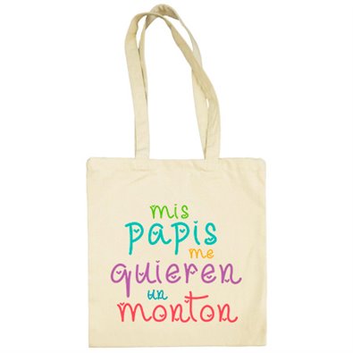 Bolsa de tela Mis papis me quieren un montón