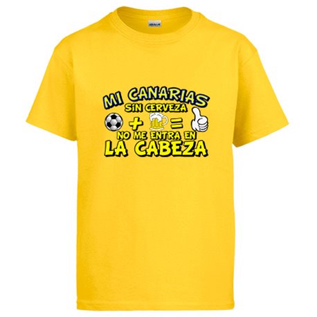 Camiseta Mi Canarias sin Cerveza no me entra en la cabeza frase para futboleros