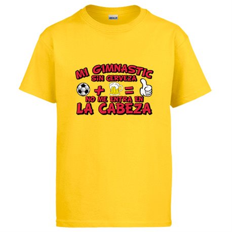 Camiseta Mi Gimnàstic sin Cerveza no me entra en la cabeza frase para futboleros