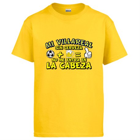 Camiseta Mi Villareal sin Cerveza no me entra en la cabeza frase para futboleros